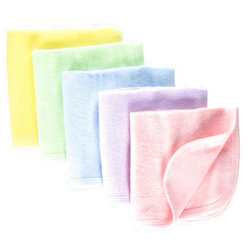 HonestBaby Unisex Baby Organic Cotton Washcloth Multi-Pack Winter Accessory Set, 5-Pack Rainbow Girl, One Size