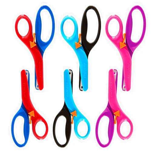 Fiskars Training Scissors for Kids 3+ with Easy Grip (6-Pack) - Toddler Safety Scissors for School or Crafting - Back to School Supplies