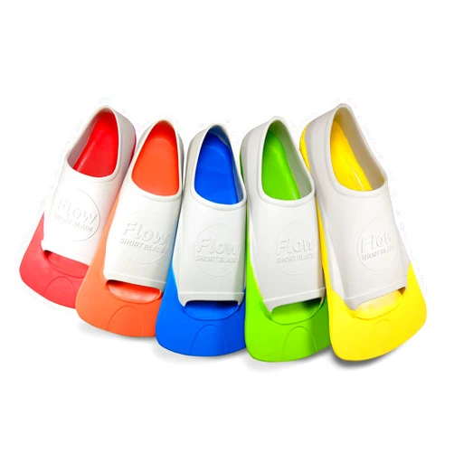 Flow Swim Gear Flow Premium Rubber Short Blade Fins for Swim and Lap Training - Youth Sizes for Kids, Young Men, and Women