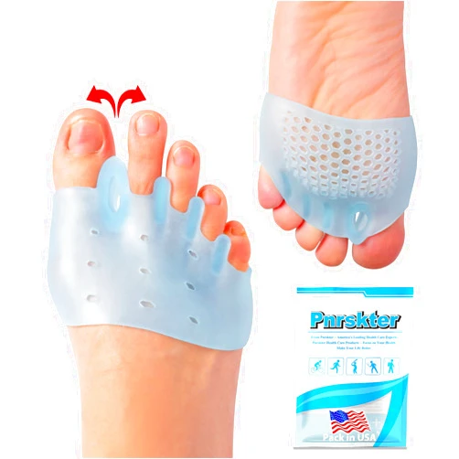 Pnrskter Toe Spacers & Metatarsal Pads (6PCS), Breathable Ball of Foot Cushions, Gel Toe Separator, Relief Foot and Bunion Pain, Plantar Fasciitis, Mortons Neuroma, Blisters, Diabetic Feet, Hammer Toe