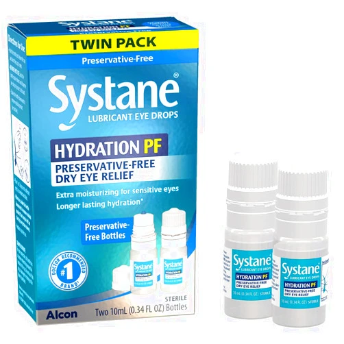 Systane Hydration Multi-Dose Preservative-Free Eye Drops Dry Eye Relief Twin Pack (2x10ml)