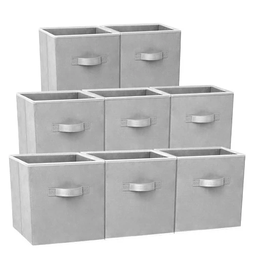 Criusia Storage Cubes - 11 Inch Heavy Duty Fabric Storage Bins for Shelves Closet, Cube Organizer - 8 Pack Collapsible Cube Storage Bins Baskets for Organizing Clothes Blankets Toys (Grey)