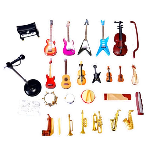 Anrher 25pcs Mini Musical Instruments Decoration Piano Violin Trumpet Guitar Saxophone Drum Dollhouse Accessory Sets