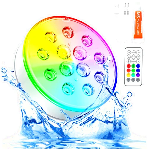U UZOPI Upgraded Rechargeable Submersible LED Pool Lights with Remote IP68 Waterproof 16 Colors Hot Tub Underwater Lights for Above Ground Inground Pool, Bath, Party, Vase 1 Pack