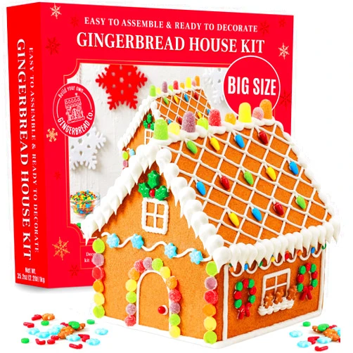 Taboom Large Gingerbread House Kit - Holiday Cookie House Decorating Kit Do It Yourself Easy to Assemble Christmas Gingerbread House - 13 Pieces Total