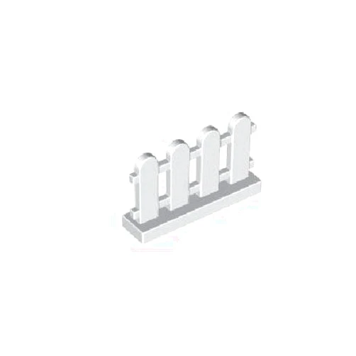 Lego Building Accessories 1 x 4 x 2 White Picket Fence, Bulk - 50 Pieces per Package