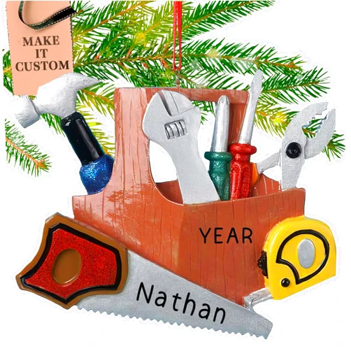 Holiday Traditions Personalized Handyman Ornament 2024 – Fast & Free 24h Customization – Construction Christmas Ornament for Tree – Custom Gift Wrapped Handyman Toolbox Keepsake for Daddy, DIYers (Dark Brown)