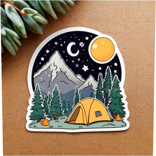 Acatalepsy Sticker 3pcs Cute Mountain Camping Night Sticker Moon Stars Nature Outdoor Adventure Vinyl Decal Cozy Forest Tent Aesthetic Laptop Water Bottle Journal Travel Hiking Art (set3) N16