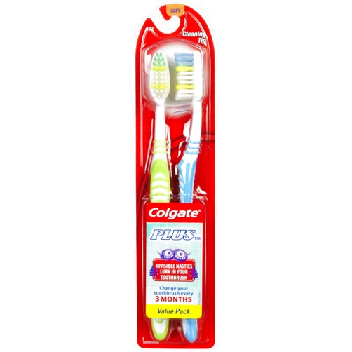 Colgate Plus Toothbrush, Full Head, Soft - 2 ct - 2 pk