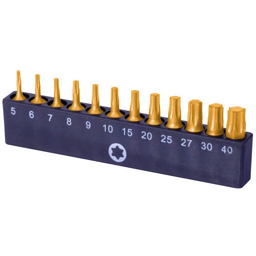 NordWolf 12-Piece Torx Bit Set, S2 Alloy Steel with Titanium Nitride Coating 6 Point Screwdriver Star Bits, Sizes T5 to T40