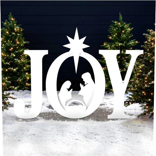 Best Choice Products 46in Outdoor JOY Christmas Nativity Decoration, 3 Piece Yard Decor Sign Holy Weather Resistant PVC Silhouette for Garden - White