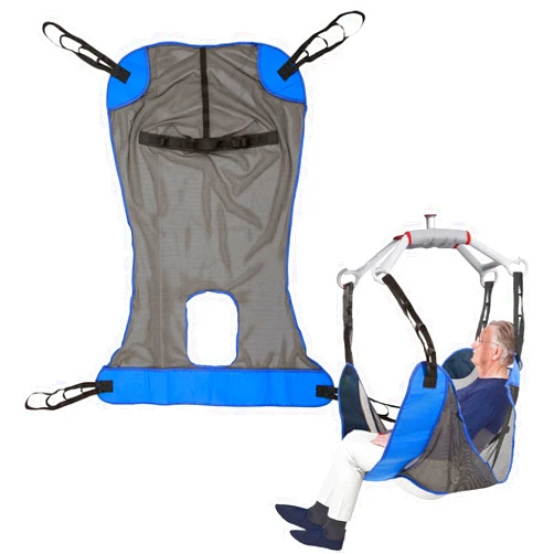JFHNMLW Hoyer Lift Sling, Universal Full Body Mesh Patient lift Sling With Commode Opening for Safe and Easy Patient Transfer 500lb Weight Capacity Hoyer Lift Sling for Toileting,Transfer and Bathing Aids（XL）