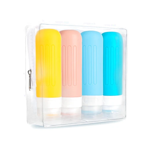 Fuystiulyo 4 Pack Travel Bottles for Toiletries, BPA Free Travel Size Toiletries Bottles, Leak Proof Silicone Squeezable Travel Size Containers, 3oz TSA Approved Travel Essentials (Multicolor)