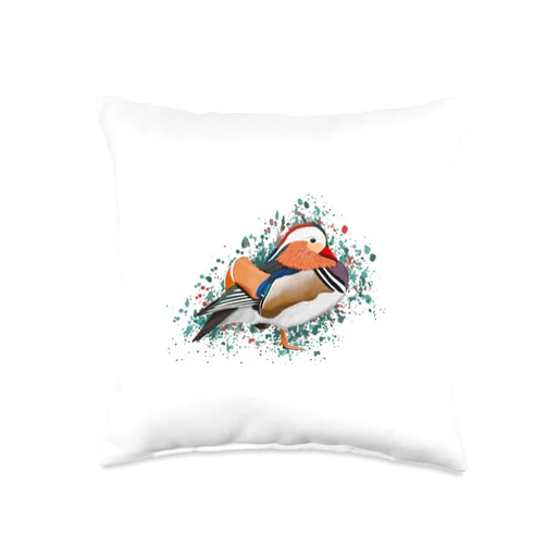 Jz.birds Mandarin Duck Bird Birdlover Birdwatcher Animal Biologist Throw Pillow, 16x16, Multicolor