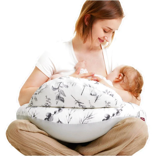 Momcozy Original Standard Size Nursing Pillow, Ergonomic Breastfeeding Pillows with Security Fence for Baby, Adjustable Waist Strap and Removable Cotton Cover, Ink Painting
