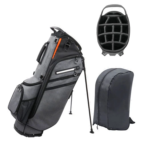 BOBOPRO Golf Stand Bag 14 Way Full-Length Dividers with Stand, Lightweight Golf Bag for Men, 7 Pockets, Dual Strap, Rain Hood, Portable Golf Club Bag for Men Women, Gray/Black