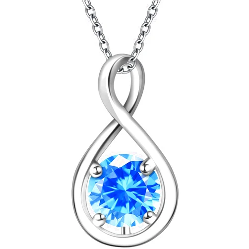 Eastlily Infinity Birthstone Necklace for Women, 925 Sterling Silver Birthday Stone Pendant with Titanium Steel Chain 18