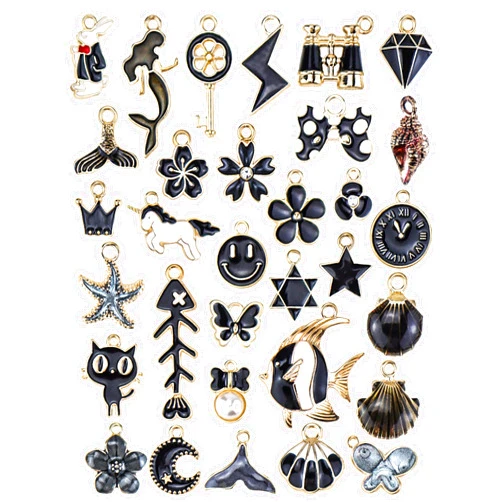 JIALEEY Assorted Gold Plated Enamel Charm Pendant DIY for Earrings Necklace Bracelet Jewelry Making and Crafting, 31PCS