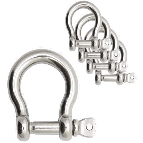 MYUYONG 5 Pack Shackle 304 Stainless Steel Bow Shape Load Shackle for Chains Wirerope Lifting Outdoor Camping Survival Rope Bracelets M4，M6，M8，M10 (5/32