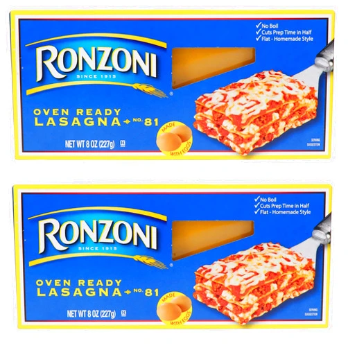 Ronzoni Ronzoni No Boil Lasagna Pasta, 8 Oz, Pack of 2