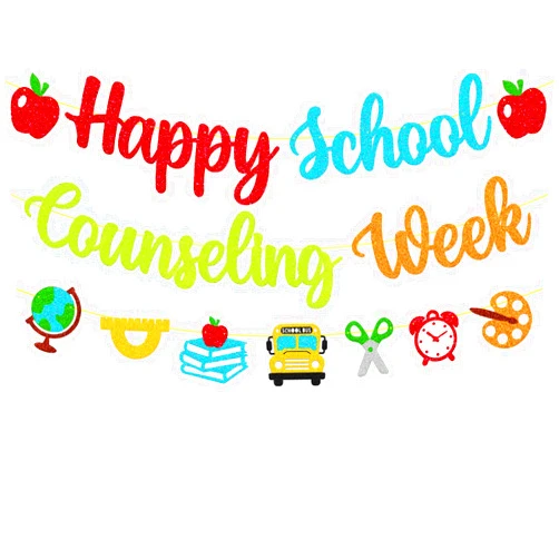 OKUSUN Happy School Counseling Week Banner National School Counseling Decoration NSCW Counselors Appreciation Backdrop We Love Our School Counselors Decor Pre-Strung