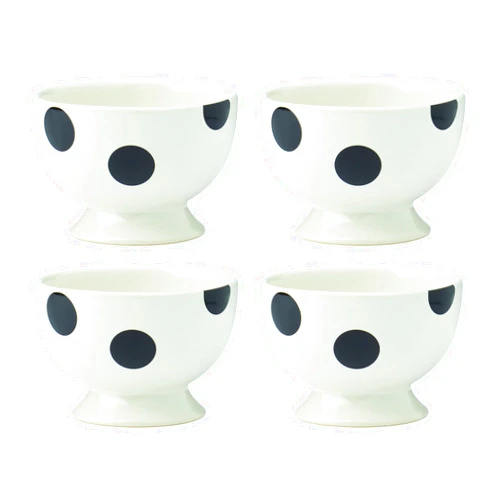 Kate Spade New York Dot Assorted Footed Dessert Bowls, Set Of 4, 2.65, White