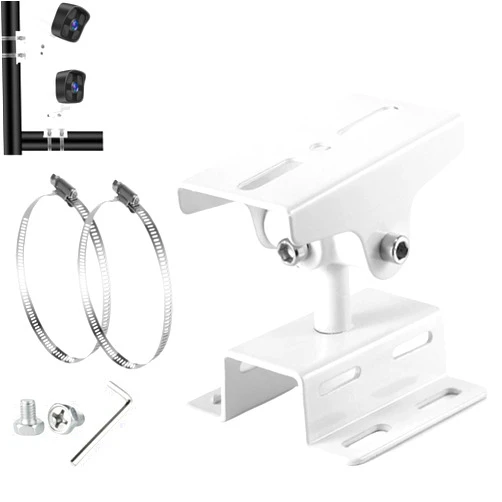 BeElion CCTV Security Camera Pole Mount Brackets with 100mm Loops, 360° Rotation Adjustable Indoor Outdoor Monitor Camera Pole Mount with 2 Loops for Dome Camera/IP Camera/CCTV Camera