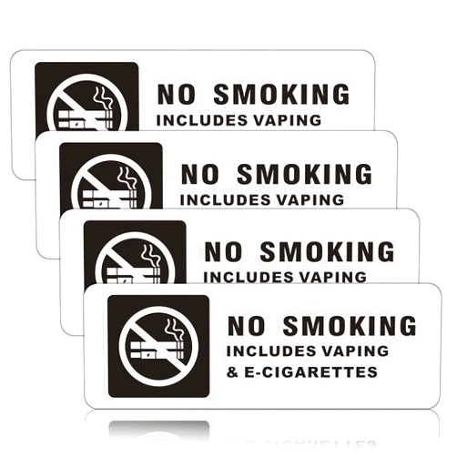 Ayifan No Smoking Signs, 4 Pack No Smoking No Vaping Sign for Home Business,9 X 3 Inch Acrylic Sign with Self-Adhesive Easy to Apply(White)