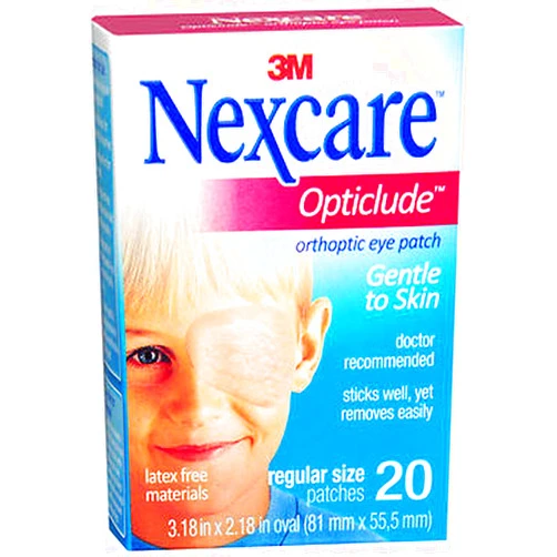 3M Nexcare Opticlude Eyepatch, Regular Size, Contoured for Fit, Brown, 20 Count (Pack of 3)