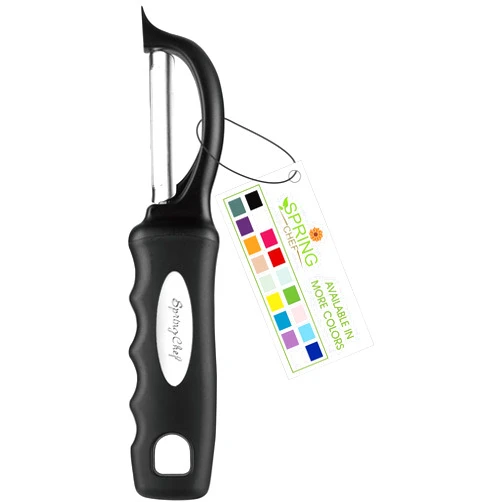Spring Chef Premium Swivel Vegetable Peeler, Soft Grip Handle and Ultra Sharp Stainless Steel Blades - Perfect Kitchen Peeler For Veggie, Fruit, Potato, Carrot, Apple - Black