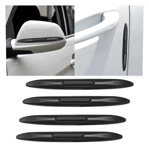 Smilfuy 4PCS Car Door Edge Guards Car Side Door Protector, Rearview Anti-Collision Bumper Trim Guard Sticker, Auto Body Self Adhesive Anti-Scratch Strips for SUV Pickup Truck (Black)