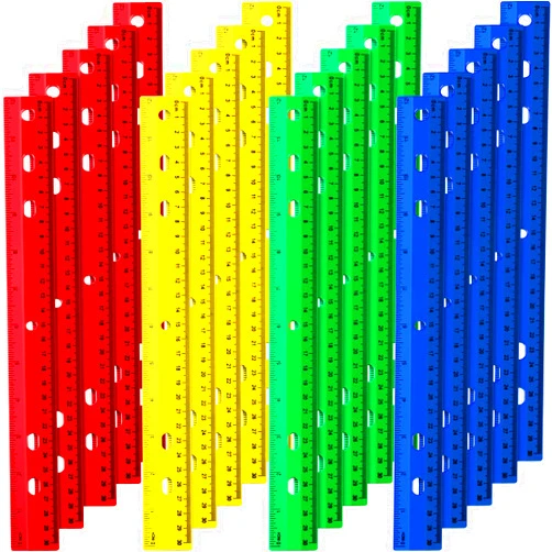 Chuangdi 20 Pieces Rulers 12 Inch Rulers Bulk Rulers for Kids Classroom School Office (Solid Color,6 Hole)