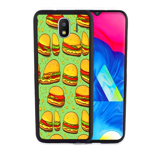 DeweiDirect Phone Case for Samsung Galaxy M01 M02S M10 M11 M12 M13 4G M13 5G/A04 4G C7 F13 F62 F22 J2 PRO J5 Prime F52 5G J8 with Burger-BQ832 Black Slim Rubber Frame