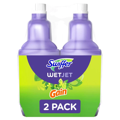 Swiffer WetJet Multi-Purpose and Hardwood Liquid Floor Cleaner Solution Refill, with Gain Scent, 42.2 fl oz each, (Pack of 2)