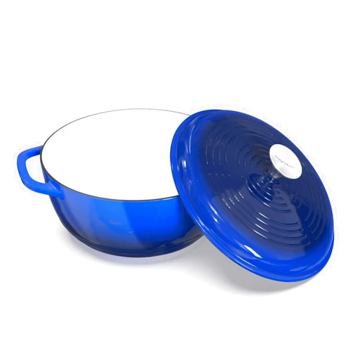 Magicplux 3.5 Quart Dutch Oven, Enameled Cast Iron Dutch Oven Pot with Lid, Dual Handles, Blue