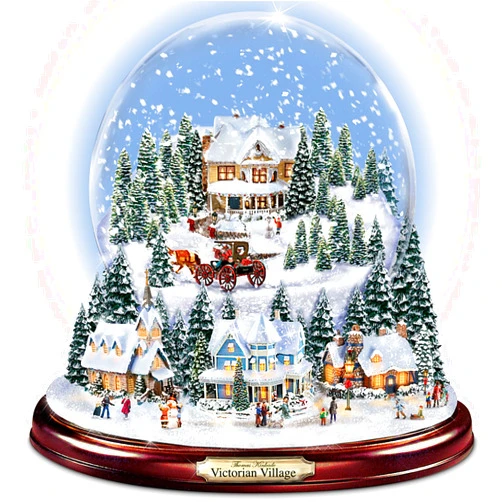 The Bradford Exchange Thomas Kinkade Victorian Christmas Village Snowglobe
