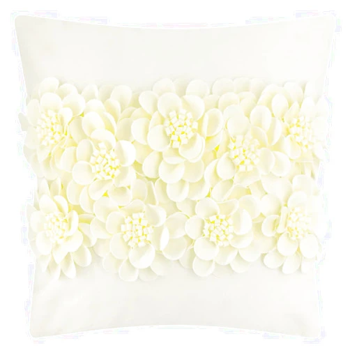 JWH Handmade 3D Flower Throw Pillow Covers Aesthetic Decorative Colorful Floral Accent Pillow Cases Stereo Pillowcase Cute Cushion for Car Bed Couch Bedroom 18x18 Inch Creamy White