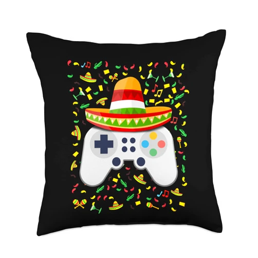 Cinco de Mayo by Rocket Dodo Video Game Controller Cinco de Mayo Fiesta Gamer Boys Men Throw Pillow, 18x18, Multicolor