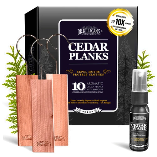 Dr. Killigan's Cedar Planks - Cedar Blocks for Clothes Storage, Alternative to Moth Balls for Closet, Good Cedar Closet Freshener, Best Moth Repellent for Clothes, Harvested in USA (10-Pack)
