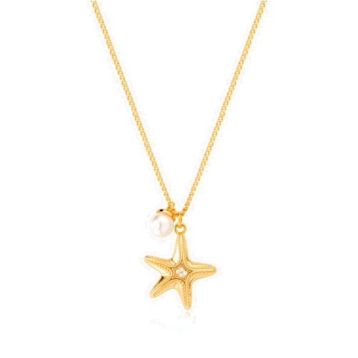 MTMY 14K Gold Plated Shell/Starfish/Anchor/Dolphin Pendant Necklaces Ocean Beach Summer Jewelry for Women