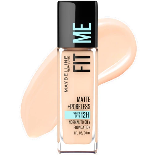Maybelline Fit Me Matte + Poreless Liquid Oil-Free Foundation Makeup, Creamy Beige, 1 Count (Packaging May Vary)