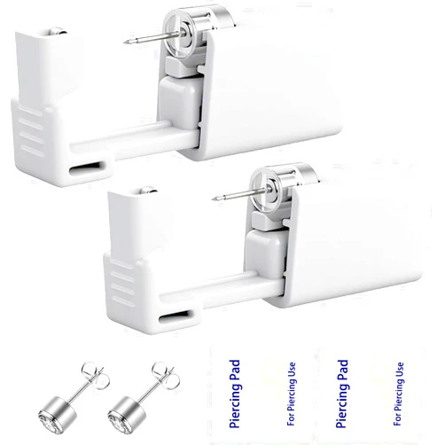 SLVIEKAE Ear Piercing Gun, Disposable Ear Piercing Kit with CZ Earring Stud, No Pain Easy Use at Home (3mm)