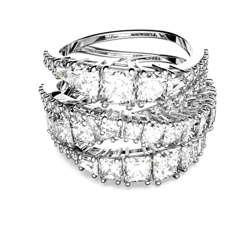 Swarovski Hypberola Ring, Mixed Cuts, Clear, Rhodium Finish
