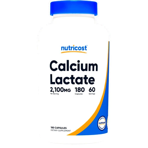 Nutricost Calcium Lactate 2,100mg; 180 Capsules - Vegan, Non-GMO and Gluten Free, 60 Servings