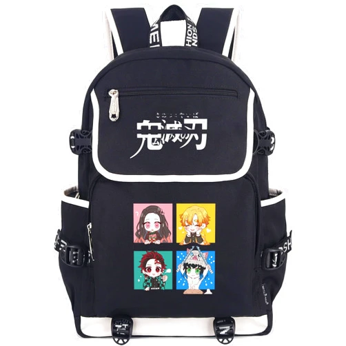 WAXJJDW Anime Backpack Laptop Backpacks with USB Charging Port Large Capacity Cartoon Backpack for Men Women Christmas Gifts Black
