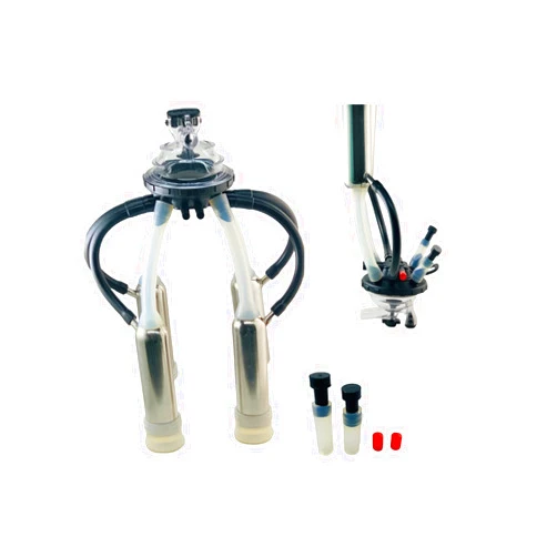 Generic Melasty Cow Milker Claw Cluster Complete with Large Silicone Liners, Stainless Steel Shells, 200cc Milking Claw, Air Tubes, and Caps & Plugs Kit Replacement Part for Any Brand Milking Machine
