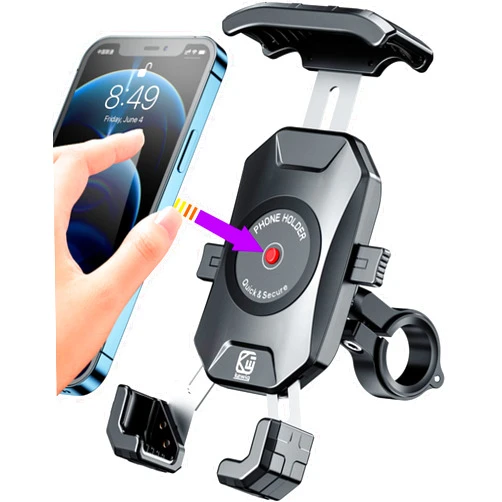 BRCOVAN Motorcycle Phone Mount, [1s Lock] [One Hand Operation] Bike Phone Mount, Aluminum Alloy Mounting Base Handlebar Cellphone Holder for Bicycle Motorcycle ATV Scooter Fit 4''-7'' Smartphones