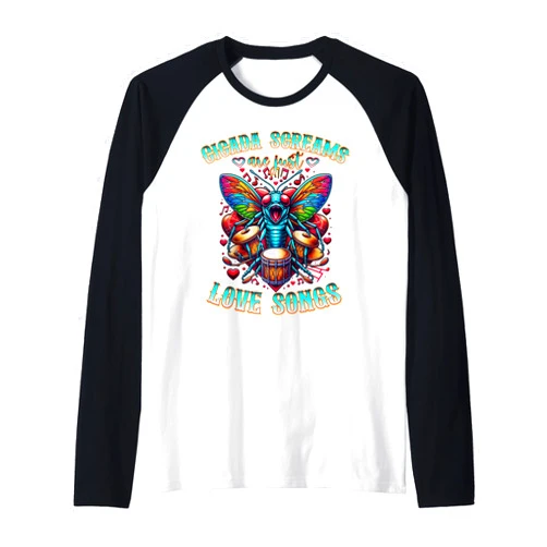 Cicada Emergence 2024 Funny Cicada Screams Are Just Love Songs vintage Raglan Baseball Tee