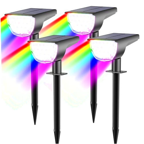 JIORRIO Solar Spot Lights Outdoor Solar Lights Outdoor Waterproof IP65 Solar Powered Outdoor Lights, Solar Landscape Spotlights Outdoor Solar Lights (Multicolor, 4 Packs)