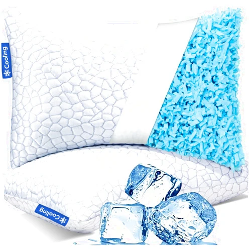 QUTOOL Cooling Pillows for Sleeping 2 Pack, Shredded Memory Foam Bed Pillows Queen Size Set of 2, Gel Pillow for Hot Sleepers Cool Pillow for Side Back and Stomach Sleepers, Cold Pillow, Supportive